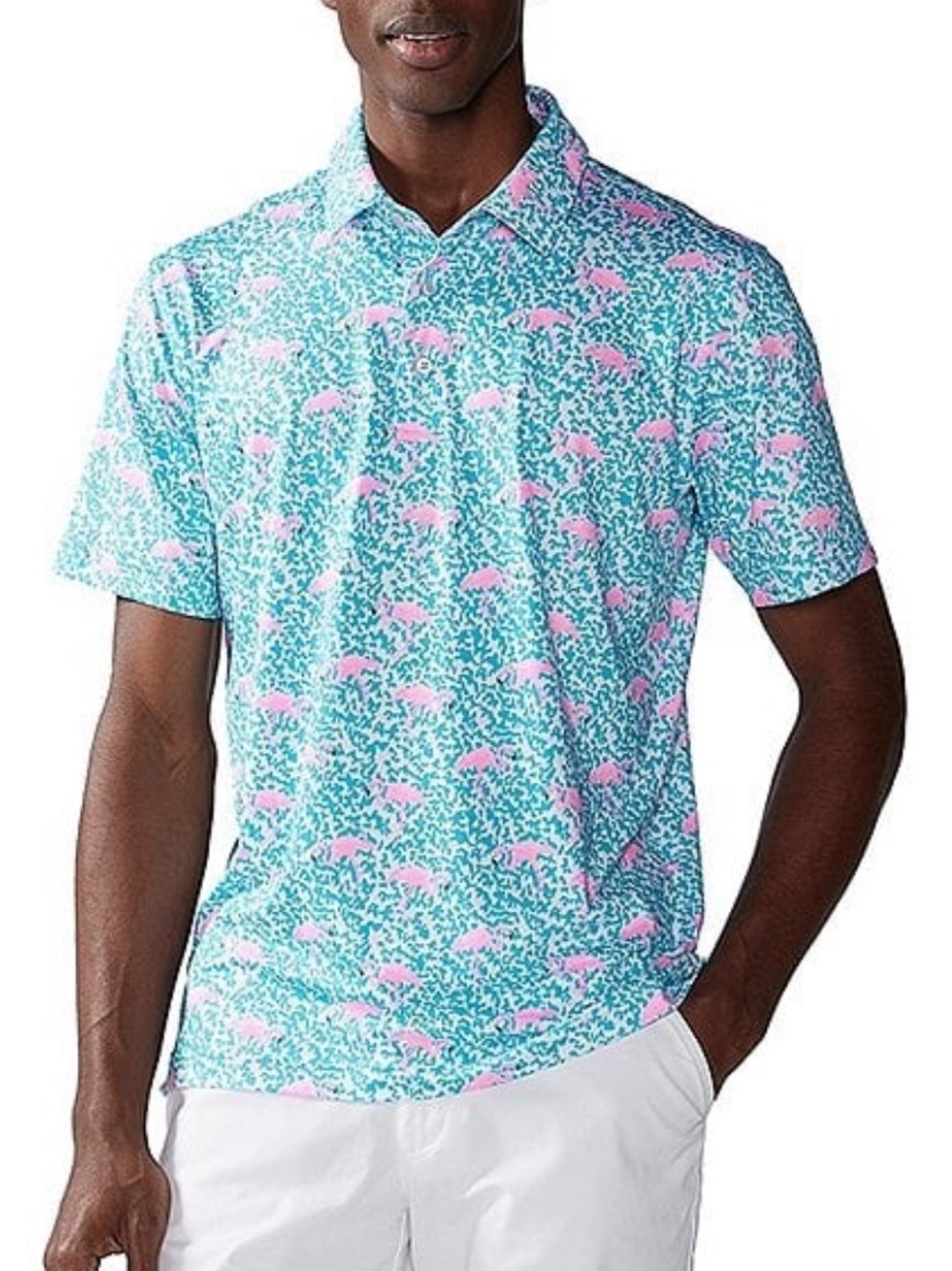 Chubbies Turquoise & Pink Short-Sleeve Printed Polo Shirt